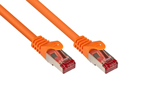 Good Connections Cat. 6 Ethernet LAN Patchkabel mit Rastnasenschutz RNS, S/FTP, PiMF, PVC, 250Mhz, Gigabit-fähig (10/100/1000-Base-T Ethernet Netzwerke), für Patchfelder, Patchpanels, Switch, Router, Modems, orange, 40m von Good Connections