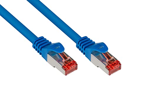 Good Connections Cat. 6 Ethernet LAN Patchkabel mit Rastnasenschutz RNS, S/FTP, PiMF, PVC, 250Mhz, Gigabit-fähig (10/100/1000-Base-T Ethernet Netzwerke), für Patchfelder, Patchpanels, Switch, Router, Modems, blau, 2m von Good Connections