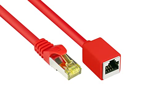 Good Connections Cat.6 Ethernet LAN Patchkabel-Verlängerung mit Rastnasenschutz RNS , S/FTP, PiMF, PVC, 250MHz, OFC, CU - Gigabit-fähig (10/100/1000-Base-T Ethernet Netzwerke) - rot, 2 m von Good Connections