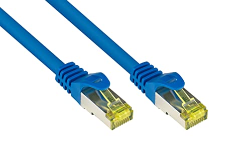 Good Connections RJ45 Ethernet LAN Patchkabel mit Cat. 7 Rohkabel und Rastnasenschutz RNS, S/FTP, PiMF, halogenfrei, 500MHz, OFC, 10-Gigabit-fähig (10/100/1000/10000-Base-T Ethernet Netzwerke) - z.B. für Patchpanel, Switch, Router, Modem - blau, 20 m von Good Connections