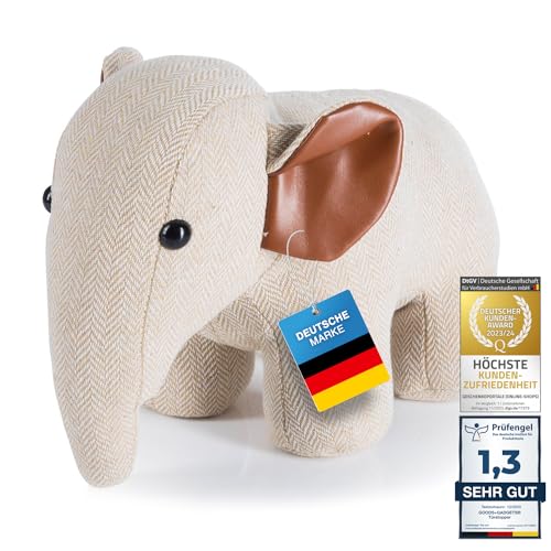 Elefant Türstopper - Süßer Tier-Türstopper Türhalter Türpuffer Türsack Tierform - Handarbeit 1,3 kg Gewicht von GOODS+GADGETS