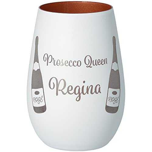Goodtimes Windlicht Prosecco Queen mit individuellem Namen Weiß & Bronze von Goodtimes
