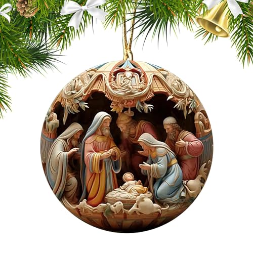 Jesus-Krippen-Ornament - Krippengeschenk - Christlicher Baumschmuck, die Geburt Jesu, Dekorationen, religiöse Dekoration für Zuhause Goowafur von Goowafur