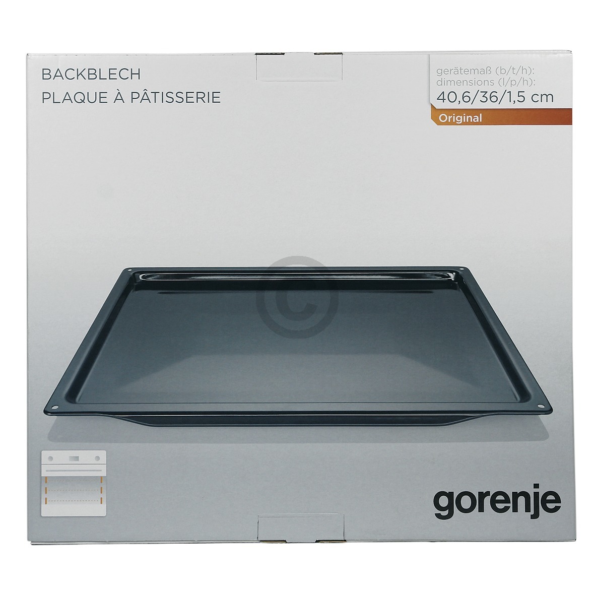 Backblech Gorenje  406x360x15mm AC037 emailliert für Backofen (KD-334774) von Gorenje