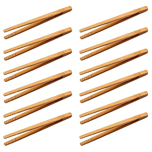 Gotetiso 12 Stücke Bambuszange Grillzange Holz Toastzange Küchenzange Bambus Zangen für Toast Kleine Holzzange Lebensmittel Zangen Teezange Mehrzweckzange Buffetzange zum Kochen Zucker Sushi Brot von Gotetiso