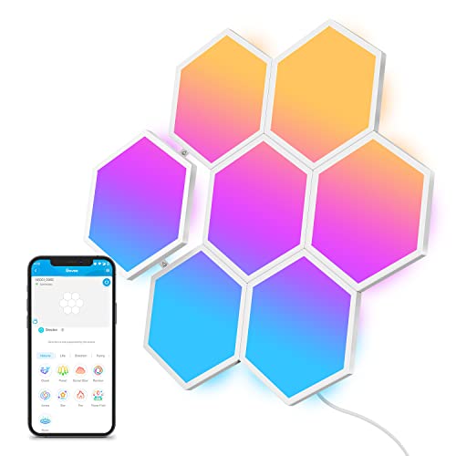 Govee Glide Hexa LED Light Panels Wandleuchte Innen, WiFi RGBIC Lichtpanels Smart funktioniert mit Alexa und Google Assistant, DIY-Design, Musik Sync, App-Steuerung, für Gaming und Deko, 7 von Govee