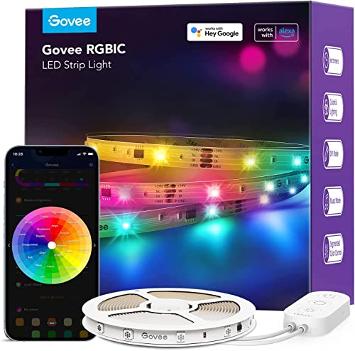 Govee LED Strip 10m, Smart RGBIC LED Streifen, Funktioniert mit Alexa & Google Assistant, DIY Segmentsteuerung, App-Steuerung, Musik Sync, für Party, Zuhause, Schlafzimmer von Govee