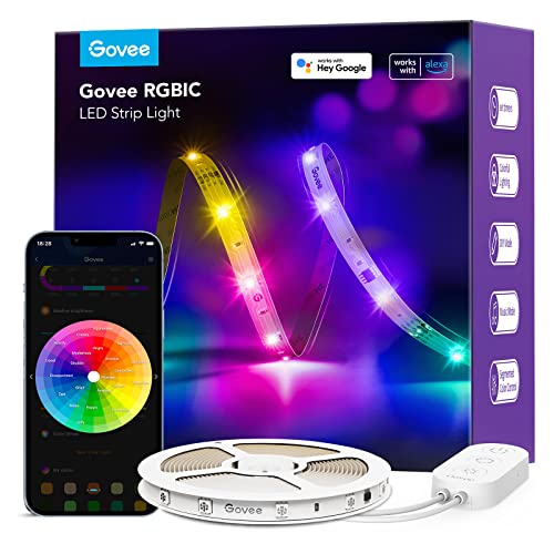 Govee LED Strip 5m, Smart RGBIC LED Streifen, Funktioniert mit Alexa & Google Assistant, DIY Segmentsteuerung, App-Steuerung, Musik Sync, für Party, Zuhause, Schlafzimmer von Govee