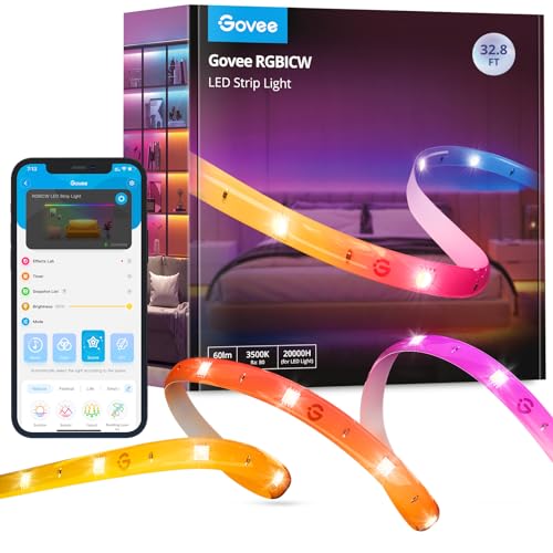 Govee RGBIC LED Strip 10M für Schlafzimmer mit warmweißem Licht, Smart Led strip Alexa-kompatibel, DIY mehrere Farben auf einer Linie, farbwec von Govee