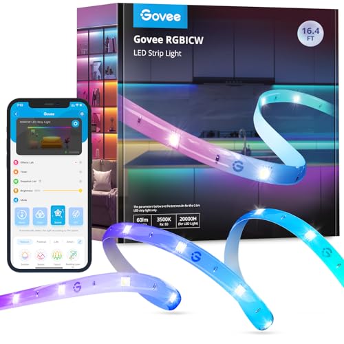 Govee RGBIC LED Strip 5M für Schlafzimmer mit warmweißem Licht, Smart Led strip Alexa-kompatibel, DIY mehrere Farben auf einer Linie, farbwechselnde LED Light, Musik Sync von Govee