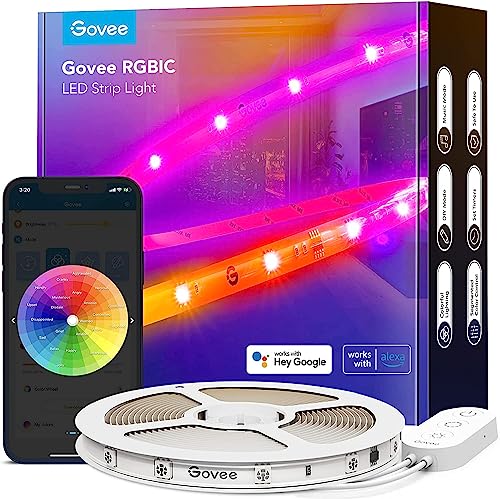 Govee RGBIC Pro 5m, Smart LED Strip Funktioniert mit Alexa und Google Assistant, Beschichtes Lichtband Sync mit Musik, App-Steuerung, Farbwechsel, Geeignet für Zuhause Schlafzimmer von Govee