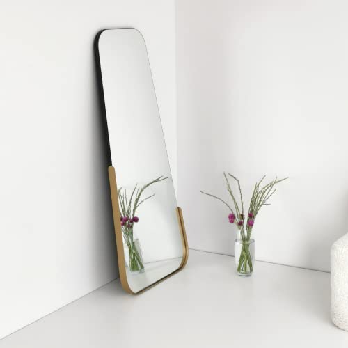 Gozos Gold Smooth Spiegel | Wandspiegel mit Goldfarbener Metallrahmen Unterseite Inklusive Montagematerial | Asymmetrischer Spiegel ideal als Dekorationsobjek | 130 x 60 cm von Gozos