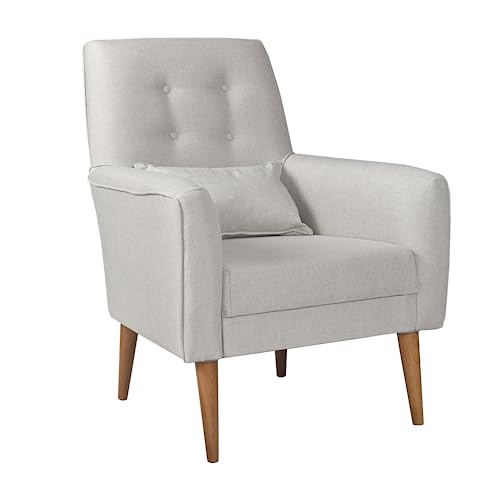 Gozos Mammo Sitzgruppe Series Ohrensessel | Hochwertig Sessel besteht aus Leinenstoff | Wohnzimmermöbel Dekorative und Comfortable Lesesessel | Relaxsessel mit Holzbein | 97 x 72 x 66 cm | Creme von Gozos