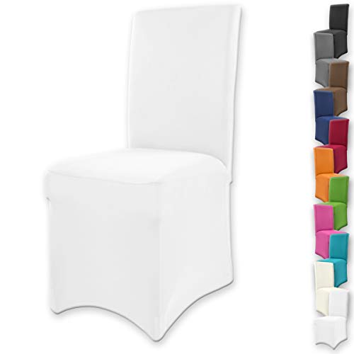 Gräfenstayn Stretch-Stuhlhusse Henry - runde und eckige Stuhllehnen - bi-elastische Passform mit Öko-Tex Siegel Standard 100: „Geprüftes Vertrauen“ (Weiß) von Gräfenstayn