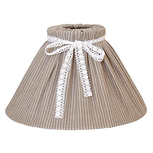 Großer Lampenschirm LINNEA braun weiß gestreift mit Schleife Tischlampe Hamptons von Grafelstein