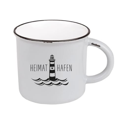 Kaffeetasse vintage| Keramik Becher zum verschenken | 400 ml | maritim | Heimat Hafen von Grafik-Werkstatt
