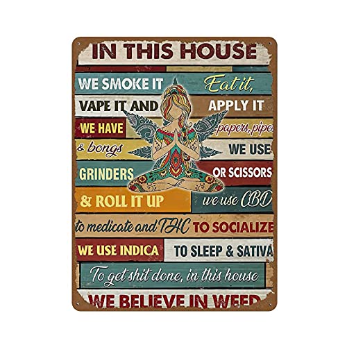 Cannabis In This House We Smoke It Eat It Vape It And Apply It Poster Vintage Cannabis Art Marihuana Poster Love Weed Art Novelty Blechschild Wand Lustiges Mann H?hle Cool Wand T?r 30 x 40 cm von Graman