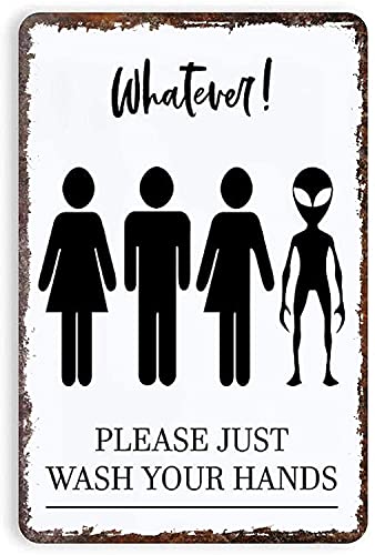 Graman Lustiges Badezimmer-Wandschild mit Aufschrift "Whatever Please Just Wash Your Hands", Wanddekoration, Vintage, Waschraum, Retro, Bauernhaus, WC, Bad, Wanddekoration (20,3 x 30,5 cm) von Graman