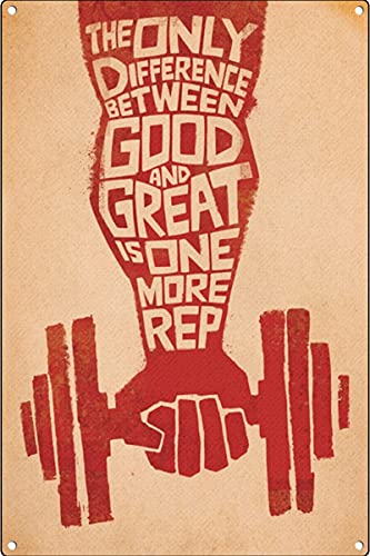 Lustiges Vintage-Blechschild Gym Poster – Gewichtheben Poster – Fitness Motivation Poster – Bodybuilding Poster – Difference between Good & Great Retro Metallschild 20,3 x 30,5 cm von Graman