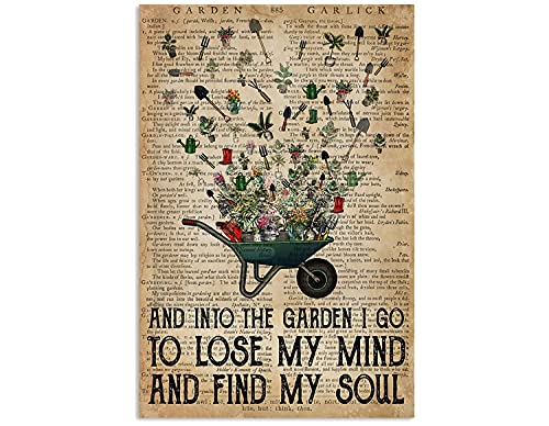 Metall-Blechschild im Retro-Stil, mit englischer Aufschrift ''Find My Soul'', Gartenarbeit, Metallposter, Schubkarre, Gartenwerkzeuge, Vintage-Farmhaus, Haus-Schilder, Garten, Hof, Innen- und von Graman