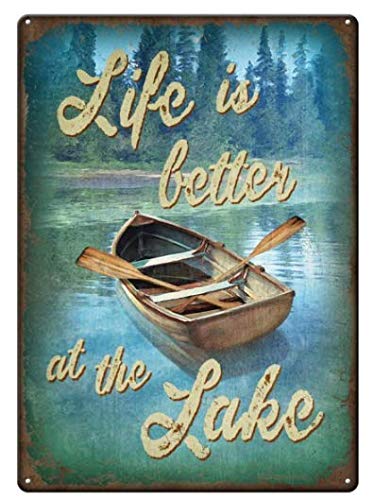 Metall-Blechschild mit Aufschrift "Life Is Better At The Lake", für Küche, Wand, Zuhause, Garten, Dekoration, 20,3 x 30,5 cm von Graman