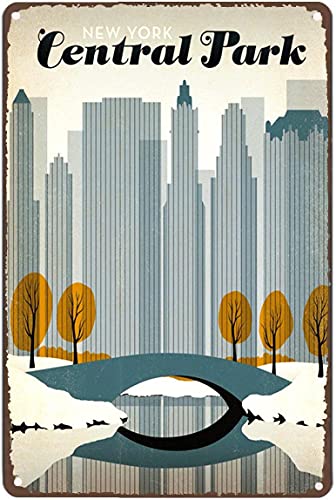 New York Central Park Travel Retro Metall-Blechschild, Poster Plaques für Zuhause, Wohnzimmer, Küche, Café, Bar, Wanddekoration, Blechschild, Metallschilder, Vintage, 20,3 x 30,5 cm von Graman