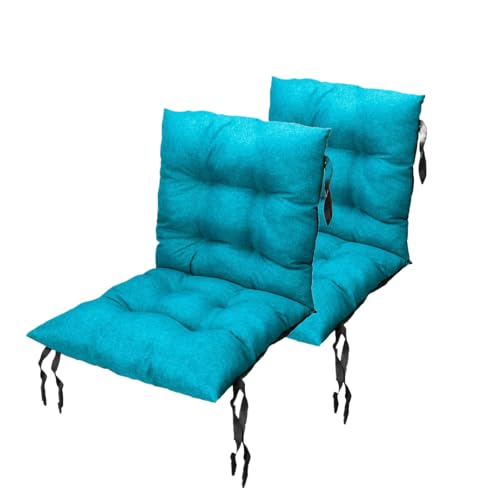 Grand Filippo Sitzkissen Gartenstuhl mit Rückenlehne 50 x 50 cm 2st. Azurblau - Beständig Gegen Schimmel und Feuchtigkeit - Wasserdicht Sitzauflagen für Gartenstühle mit Befestigungsschnüre (Set x2) von Grand Filippo