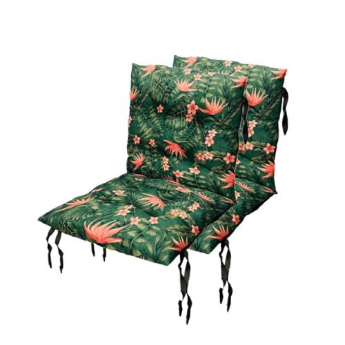 Sitzkissen Gartenstuhl mit Rückenlehne 50 x 50 cm 2st. Monstera Blatt - Beständig Gegen Schimmel und Feuchtigkeit - Wasserdicht Sitzauflagen für Gartenstühle mit Befestigungsschnüre (SET x2) von Grand Filippo