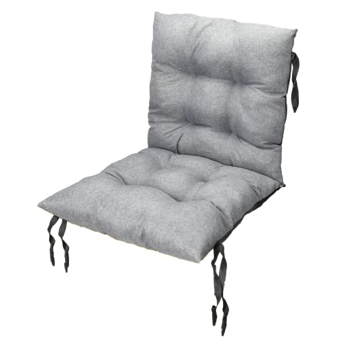 Sitzkissen Gartenstuhl mit Rückenlehne 50 x 50 cm Grau - Beständig Gegen Schimmel und Feuchtigkeit - Handgefertigt Wasserdicht Sitzauflagen für Gartenstühle mit Befestigungsschnüre von Grand Filippo