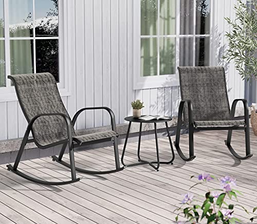Grand patio Garden Schaukelstühl Set, Textilene Wetterfes, Rocking Chair für Innen, Outdoor von Grand patio