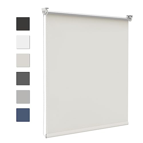 Verdunklungsrollo Klemmfix ohne Bohren 75x130cm(BxH) Creme Thermorollo Sonnenschutz und Sichtschutz Rollo für Fenster & Tür von Grandekor