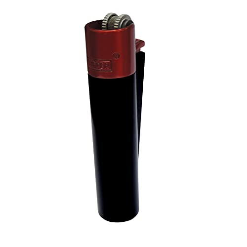 Chiques Clipper Metall Gas-Feuerzeug (Schwarz mit tiefrotem Top) mit SOFORTGRAVUR +VORSCHAU: Gravur inklusive (Gasfeuerzeug nachfüllbar) von GravUp
