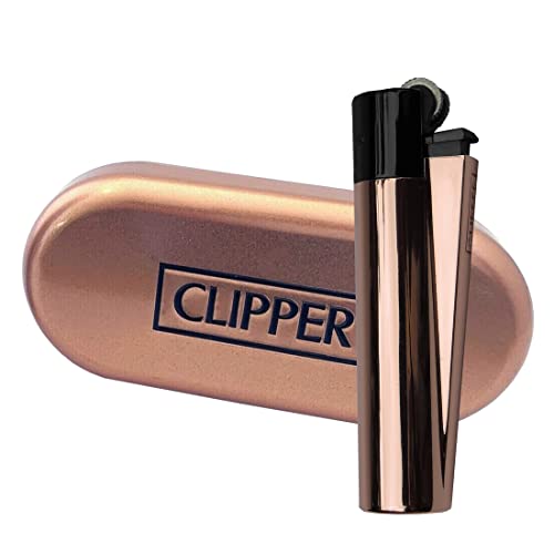 Clipper Metall Gas-Feuerzeug (Rose-Gold mit schwarzem top) mit SOFORTGRAVUR +VORSCHAU: Gravur inklusive (Gasfeuerzeug nachfüllbar) von GravUp