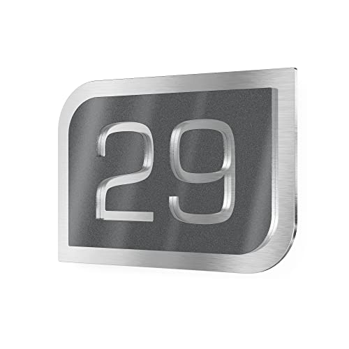 Graviers Design Hausnummernschild aus V2A Edelstahl 215x150 - Anthrazit Metallic - Wetterfest Rostfrei Individuell anpassbar mit eigener Nummer - Made in Germany von Graviers Design