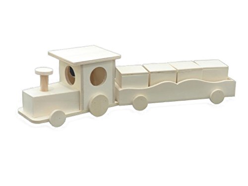 Zug aus Holz, roh zum Bemalen, Maße: 40 x 8 x 10,5 cm von Greca