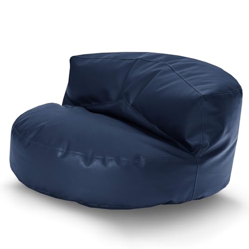 Green Bean© Sitzsack Sofa aus Kunstleder mit EPS Perlen Füllung - Lounge im Sitzsack-Design 90 x 50 cm mit ergonomischer Rückenlehne - Dunkelblau von Green Bean
