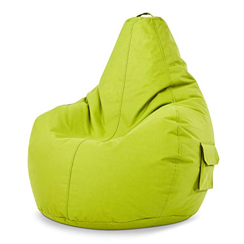 Green Bean© Sitzsack mit Rückenlehne 80x70x90cm - Gaming Chair mit 230L Füllung Kuschelig Weich Waschbar - Bean Bag Bodenkissen Lounge Chair Sitzhocker Relax-Sessel Gamer Gamingstuhl Hellgrün von Green Bean