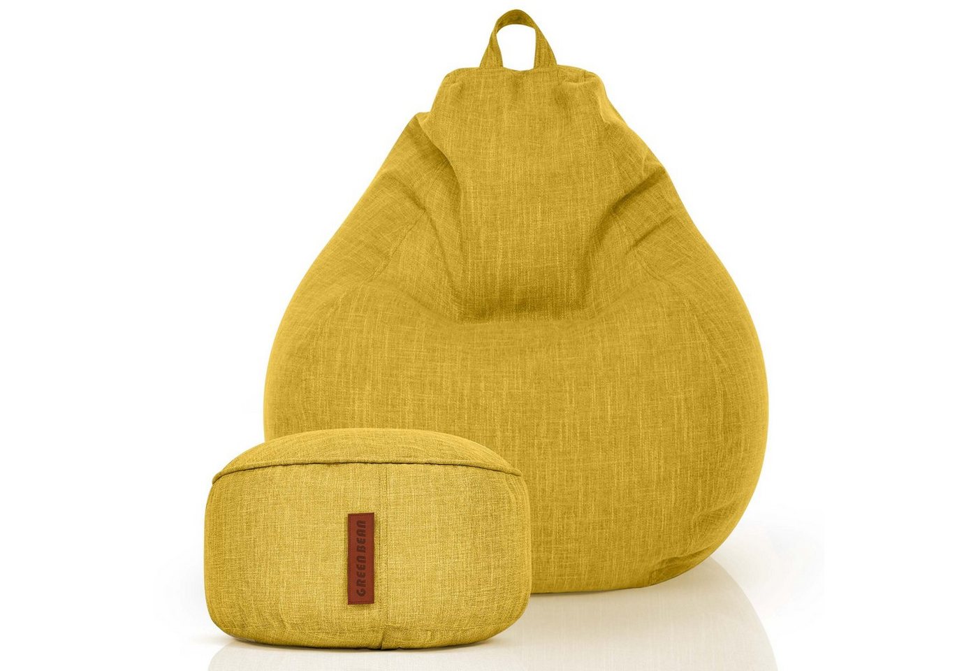Green Bean Sitzsack Home-Linen (2er Set Indoor Sitzsack (80 x 90 x 50 cm) + Sitzpouf (25 x 45 cm) mit EPS-Perlen Füllung -, Fußhocker Fußkissen Sitz-pouf Bodenkissen Liegekissen), Sitzkissen Lounge Chair Sitzhocker Relax-Sessel Bean Bag von Green Bean