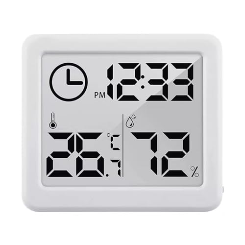 Green Blue GB384 Digitales Thermometer/Hygrometer mit Uhrfunktion, Umgebungstemperatur und Luftfeuchtigkeit (Weiß) von Green Blue