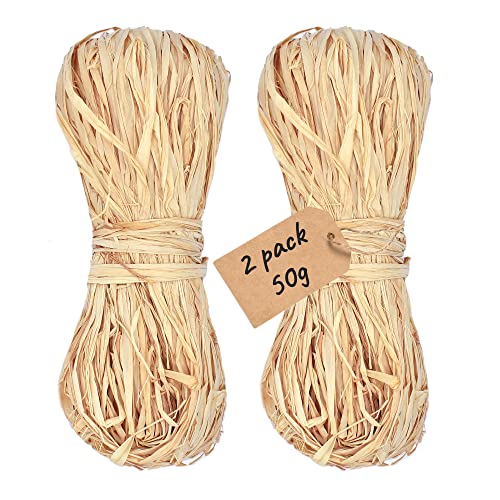 Raffia Roll Natürliches Bastseil, Bast-Bündel, Bast-Band, zum Verpacken von Geschenken, Garten-Bast für Floristen (Brown - 2 Pack) von Green Thumbz