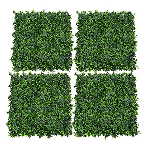 GreenBrokers Künstliche grüne Wandhecke mit dunklem Efeulaub (4 Stück) – UV-stabil, vertikaler Garten von GreenBrokers