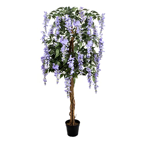 GreenBrokers Premium künstlicher lila Glyzinienbaum 150 cm Topfpflanze lila von GreenBrokers