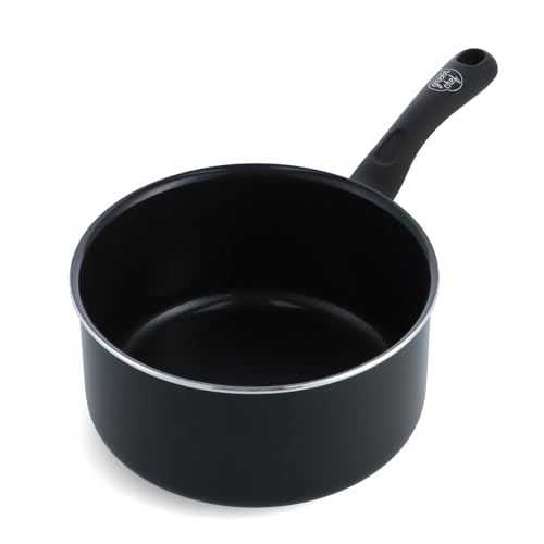 GreenChef Diamond Gesunder Keramik-Kochtopf, 16 cm/ 1,6 Liter, PFAS-frei, Induktionsgeeignet, Backofenfest bis 160˚C, Spülmaschinenfest, Schwarz von GreenChef