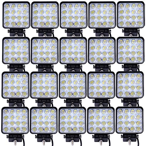 Greenmigo 20x 48W LED Scheinwerfer Offroad Lampe Flood Arbeitsscheinwerfer 12V 24V Zusatzscheinwerfer Rückfahrscheinwerfer für Traktor Bagger SUV Wasserdicht IP67 von Greenmigo