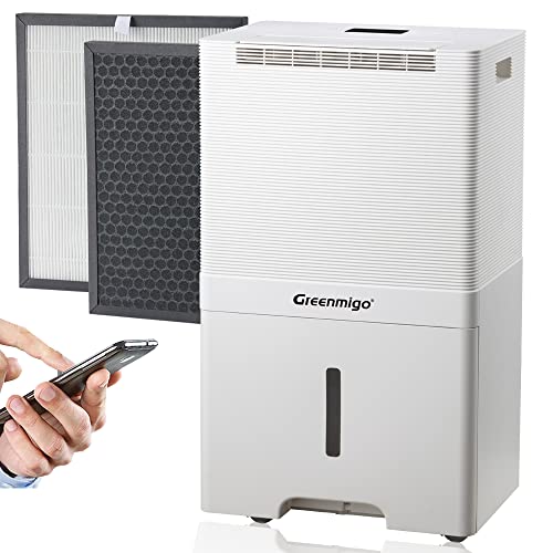 Greenmigo 55L WiFi Luftentfeuchter mit Fernsteuerung,Ionisator,HEPA-Filter,Aktivkohlefilter,Raumentfeuchter Entfeuchter bis 150m²,7L Wassertank,Digitaler Feuchtigkeitsanzeige,Timer(ALPHA-AF55 WiFi) von Greenmigo