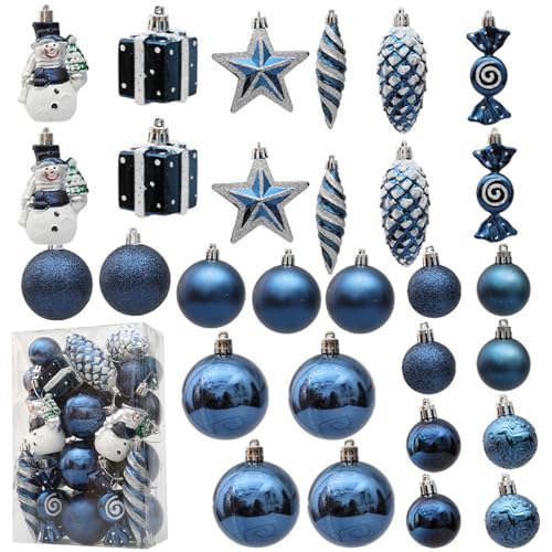 Weihnachtskugeln Blau Weiß Weihnachtsbaumkugeln 29 Stück Christbaumkugeln Set mit Baumspitze Stern - Robuste und Sichere Christbaumschmuck Set mit Aufhängen für Weihnachtsdeko und Christbaumschmuck von Greenyre