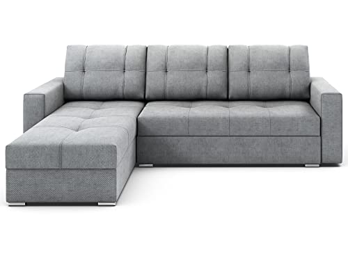 Grekpol- Ecksofa mit Schlaffunktion Couchgarnitur Eckcouch Sofa Sofagarnitur Bettsofa L-Form Couch Schlafsofa Stoff Lars - FARO (Grau (Lars 90), Universal) von Grekpol