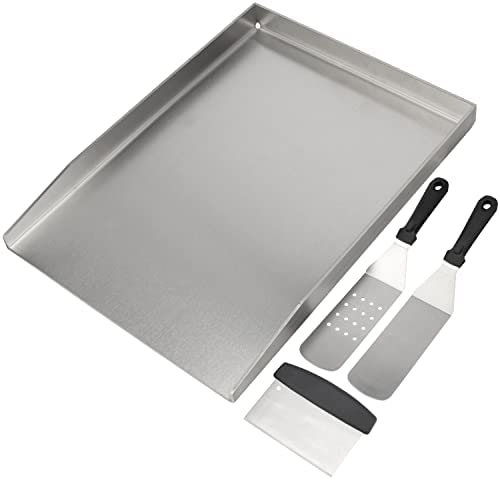 GriHero 45x30CM Edelstahl Grillplatte, BBQ Plancha Grillschale für Napoleon Rogue (auch mit Heckbrenner), Weber Holzkohle und Die meisten Grills von GriHero