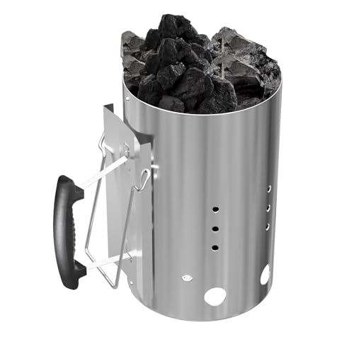 GriHero Anzündkamin für Weber 7416 Charcoal Chimney - Grillkohleanzünder mit Sicherheitsgriff und zweitem Klappgriff, grillanzünder Kamin, kohleanzünder - 19 x 19 x 30,5 cm von GriHero