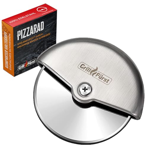 Grillfürst Pizzaschneider Edelstahl - Pizzaroller mit kompaktem Haltegriff, kleines Pizzarad zum komfortablen Schneiden, Pizza Cutter mit Ø 10 cm von Grillfürst